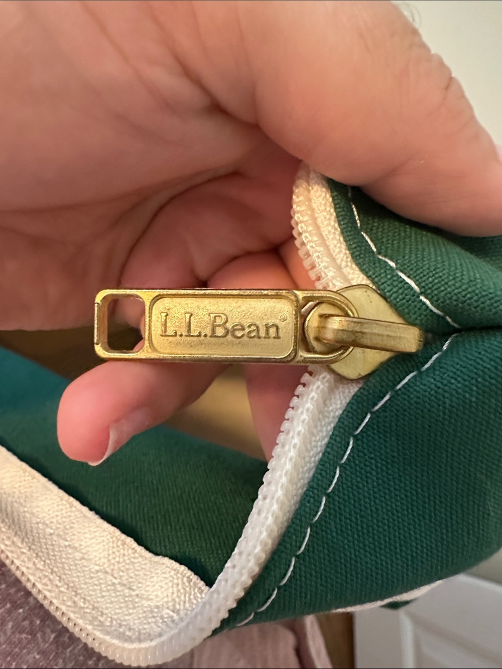 L.L. Bean boat tote dark green xl zip top - Picture 4 of 7